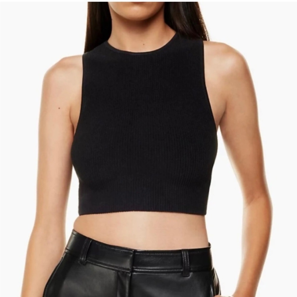 Aritzia  Babaton Midnight Black Sleeveless Crop Top like new 🆕